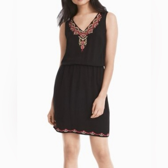 WHBM Floral‎ Embroidered  black Boho summer Dress size SP - Picture 1 of 9